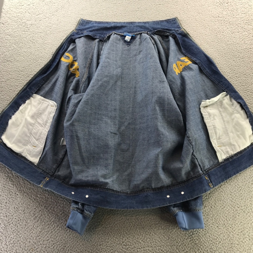 Vintage Rocawear Jacket Mens Extra Large Blue Denim Y2K Embroidered Rap Logo Zip - Picture 7 of 12